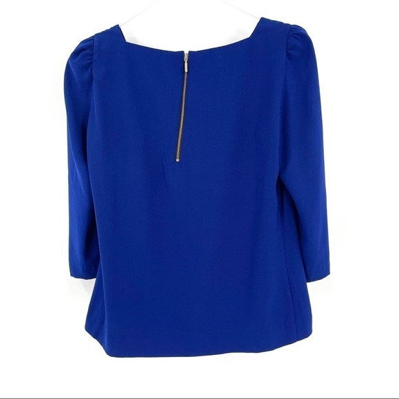 ZARA Blue Puff Shoulder 3/4 Blouse Zip Back - Picture 4 of 8